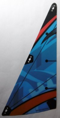 LEGO part Plastic Part for Set 42074 - Dark Azure Sail with Red and Black Stripes, Technic Gear Pattern 42074pls01b