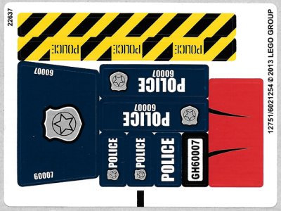LEGO part Sticker Sheet for Set 60007 - (12751/6021254) (60007stk01)