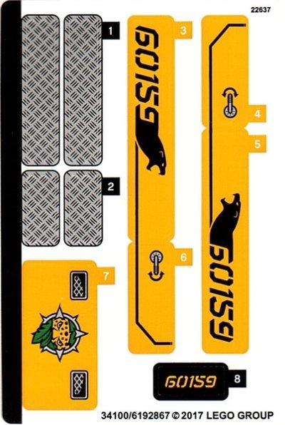 LEGO onderdeel Sticker Sheet for Set 60159 - (34100/6192867) (60159stk01)