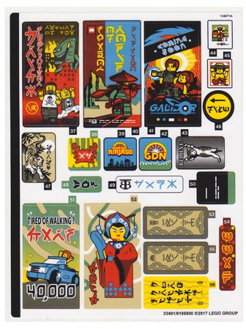 LEGO part Sticker Sheet for Set 70620 - Sheet 1 (33401/6186800) (70620stk01)