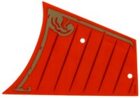 LEGO part Plastic Part for Set 70738 - Red Sail with Dark Red Lines and Gold Trim and Wave Pattern 70738pls01a