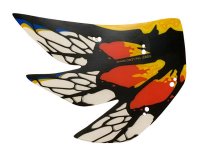 LEGO part Plastic Part for Set 75574 - Wing Dragon Toruk Left Wingtip with Black Veins and Red, Bright Light Orange, Yellow, and Blue Trim Pattern 75574pls01e