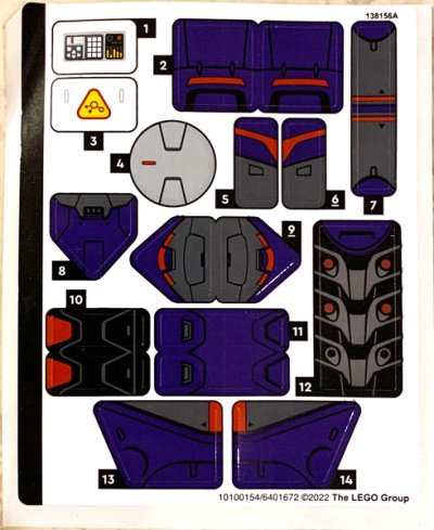 LEGO part Sticker Sheet for Set 76831 - (10100154/6401672) (76831stk01)