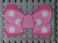 LEGO part Plastic Bow with White Polka Dots on Bright Pink and Dark Pink Background Pattern 77787