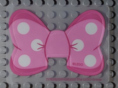 LEGO part Plastic Bow with White Polka Dots on Bright Pink and Dark Pink Background Pattern (77787)
