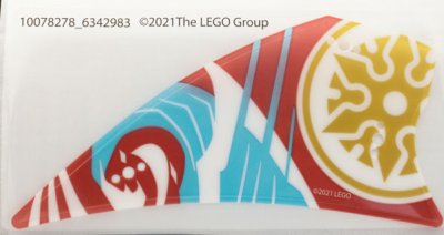 LEGO part Plastic Pennant, Gold Shuriken Dark Red and Dark Azure Pattern (78278)