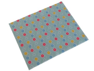 LEGO onderdeel Duplo, Doek Deken 8 x 10 cm met Koraal, Middelblauw en Gele Bloemen en Hartjes Patroon (103667pb03)