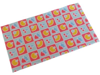 LEGO part Duplo, Torchon 5 x 9 cm avec motif Carrés Corail et Bleu clair avec Pommes et Citrons Jaunes, Cerises Corail et Bleu moyen (103669pb02)