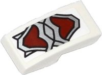 LEGO part Schräge, Curva 2 x 1 x 2/3 con Motivo Armatura Lupo Argento e Rosso Scuro (Adesivo) - Set 70127 11477pb010