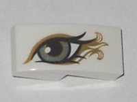LEGO part Slope, Curved 2 x 1 x 2/3 with Metallic Light Blue Eye with Gold Highlights Pattern Model Left Side 11477pb051L