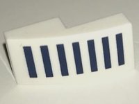 LEGO part Slope, Curved 2 x 1 x 2/3 with 7 Dark Blue Stripes Pattern (BrickHeadz Commander Cody Helmet Side) 11477pb192