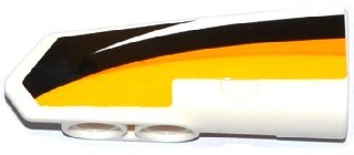 LEGO part Technic, Pannello Rivestimento #21 Molto Piccolo Liscio, Lato B con Strisce Giallo, Arancione e Bianco su Sfondo Nero Motivo (Adesivo) - Set 42044 (11946pb018)