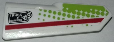 LEGO part Technic, Panneau Carénage #21 Très Petit Lisse, Côté B avec Rayure Rouge, Points Citron Vert et Motif 'TRANS missions' (Autocollant) - Ensemble 42065 (11946pb024)