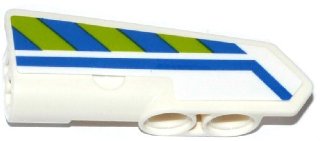 LEGO part Technic, Panel Fairing #22 Very Small Smooth, Side A with Blue Line and Blue and Lime Danger Stripes Pattern (Sticker) - Set 42047 (11947pb015)