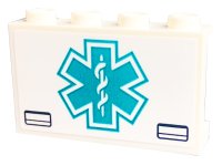 LEGO part Panel 1 x 4 x 2 with Side Supports - Hollow Studs with Dark Turquoise Star of Life and 2 Handles Pattern (Sticker) - Set 40582 14718pb066