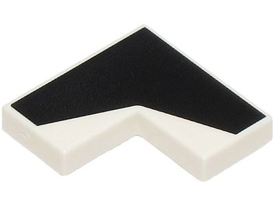 LEGO part Tile 2 x 2 Corner with Black Angled Stripe Pattern (14719pb011)