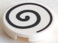 LEGO onderdeel Tegel, Rond 2 x 2 met Onderstud Houder met Spiraal Zwart Patroon 14769pb209