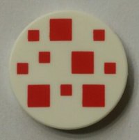 LEGO part Tile, Round 2 x 2 with Bottom Stud Holder with Red Squares Pattern (Minecraft Cake Frosting) 14769pb295