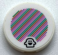 LEGO part Tile, Round 2 x 2 with Bottom Stud Holder with Super Mario Scanner Code Peepa Pattern (Sticker) - Set 71361 14769pb339