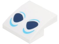 LEGO part Slope, Curved 2 x 2 x 2/3 with 2 Dark Blue Eyes with Medium Azure Lids (Marshmallow) Pattern 15068pb118