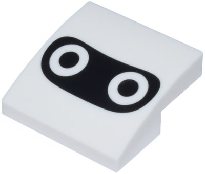 LEGO part Slope, Curved 2 x 2 x 2/3 with Circle Eyes on Black Background Pattern (Super Mario Blooper Face) (15068pb280)
