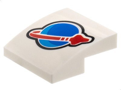 LEGO part Schräge, Gebogen 2 x 2 x 2/3 mit Blauem und Rotem Classic Space Logo Muster (15068pb403)