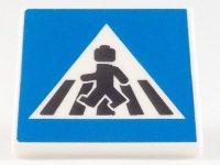 LEGO part Road Sign 2 x 2 Square with Open O Clip with Crosswalk with Minifigure Pattern 15210pb084
