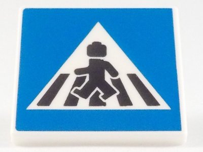 LEGO part Road Sign 2 x 2 Square with Open O Clip with Crosswalk with Minifigure Pattern (15210pb084)