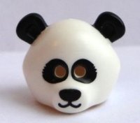 LEGO part Minifigure, Headgear Mask Bear Rounded with Panda Black Eye Patches, Ears, Nose, and Mouth Pattern 15506pb01