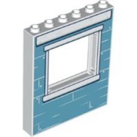 LEGO part Panel 1 x 6 x 6 with Window with Medium Blue Bricks and White Windowsill Pattern 15627pb017