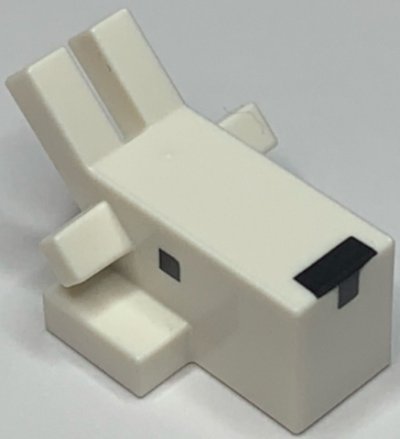 LEGO part Tête de Créature Pixelisée avec Cornes et Oreilles Anguleuses et Motif Nez et Yeux Noirs (Chèvre Minecraft) (1648pb01)