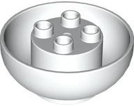 LEGO part Duplo, Brick Round 4 x 4 x 1 1/2 Dome Bottom with 2 x 2 Studs (1970)