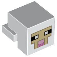 LEGO part Testa Creatura Pixelata con Occhi Bianco e Nero, Naso Rosa Brillante, Volto Beige con Motivo Contorno Beige Scuro (Pecora Minecraft) (19727pb013)