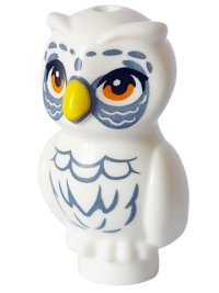 LEGO part Owl, Elves with Yellow Beak, Orange Eyes, Sand Blue Feathers and Around Eyes Pattern 21333pb06