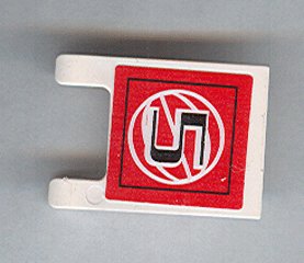 LEGO part Bandera 2 x 2 Square con Número Negro 5 y Marco de Alambre Blanco Baloncesto en Fondo Rojo Pattern (Adhesivo) - Sets 3432 / 3433 (2335pb052)