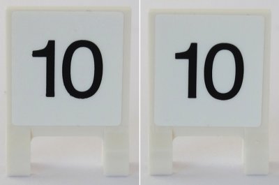 LEGO part Flagge 2 x 2 Quadrat mit vertikaler schwarzer Nummer 10 auf weißem Hintergrund Muster auf beiden Seiten (Aufkleber) - Set 75955 (2335pb197)