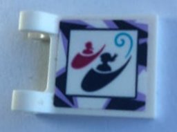 LEGO part Flag 2 x 2 Square with 2 Girls in Sleighs with Dark Blue and Medium Lavender Border Pattern (Sticker) - Set 41319 (2335pb223)