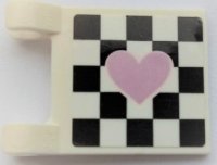 LEGO part Flag 2 x 2 Square with Metallic Pink Heart on Black Checkered Background Pattern Model Right Side (Sticker) - Sets 41350 / 41351 / 41352 2335pb237R