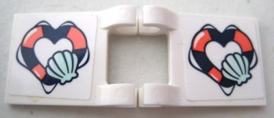 LEGO part Bandiera 2 x 2 Square con Pattern Salvagente a Forma di Cuore e Conchiglia Aqua Chiara su Entrambi i Lati (Adesivi) - Set 41376 / 41381 (2335pb241)