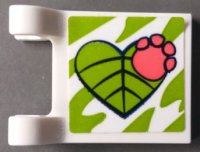 LEGO part Flag 2 x 2 Square with Coral Paw Print on Lime Heart Shaped Leaf Pattern (Sticker) - Set 41422 2335pb246