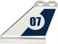LEGO part Tail 4 x 1 x 3 with Dark Blue Stripe and '07' in White Circle Pattern on Left Side (Sticker) - Set 60069 2340pb056L