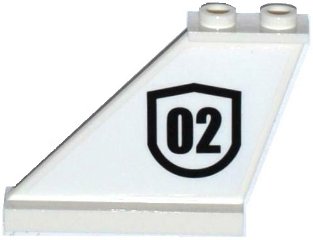 LEGO part Leitwerk 4 x 1 x 3 mit Schwarzem '02' Abzeichen Umriss Muster auf Linke Seite (Aufkleber) - Set 60129 (2340pb059L)