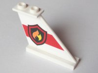 LEGO part Coda 4 x 1 x 3 con Badge Logo Fuoco su Pattern Striscia Rossa Modello Lato Destro (Adesivo) - Set 60005 2340pb064r