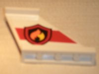 LEGO part Tail 4 x 1 x 3 with Fire Logo Badge on Red Stripe Pattern on Both Sides (Stickers) - Set 60010 2340pb066