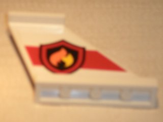LEGO part Tail 4 x 1 x 3 with Fire Logo Badge on Red Stripe Pattern on Both Sides (Stickers) - Set 60010 (2340pb066)