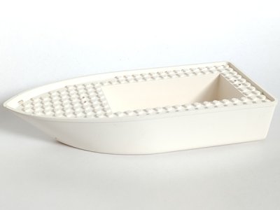 LEGO part Boat, Hull Unitary 25 x 10 x 4 1/3 Floating with White Deck (2372c01)