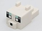 LEGO part Creature Head Pixelated with Ears, Nose, and Face with White Eyes, Dark Bluish Gray and Light Aqua Eyebrows and Black Nose Pattern (Minecraft Arctic Fox) 24008pb08