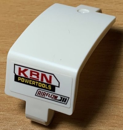 LEGO part Technic, Panel Curved 3 x 5 x 3 avec Motif 'KRN POWERTOOLS' Rouge et Jaune Côté Gauche du Modèle (Autocollant) - Set 42077 (24116pb015L)