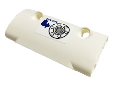 LEGO part Technic, Panel Curved 7 x 3 with 2 Pin Holes through Panel Surface with Tank Filler Cap, Blue 'WATER' and Arrow Pattern (Sticker) - Set 42112 (24119pb013)