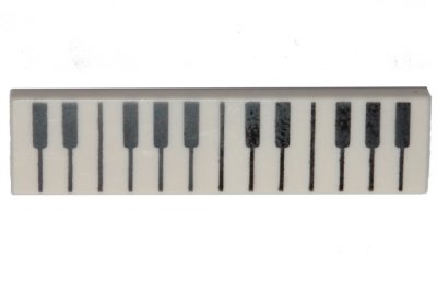 LEGO part Tile 1 x 4 with Black and White Piano Keys Pattern (2431pb0593)